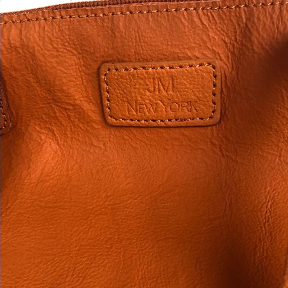 Pumpkin Leather Zippered Travel Shopping Tote JM New York